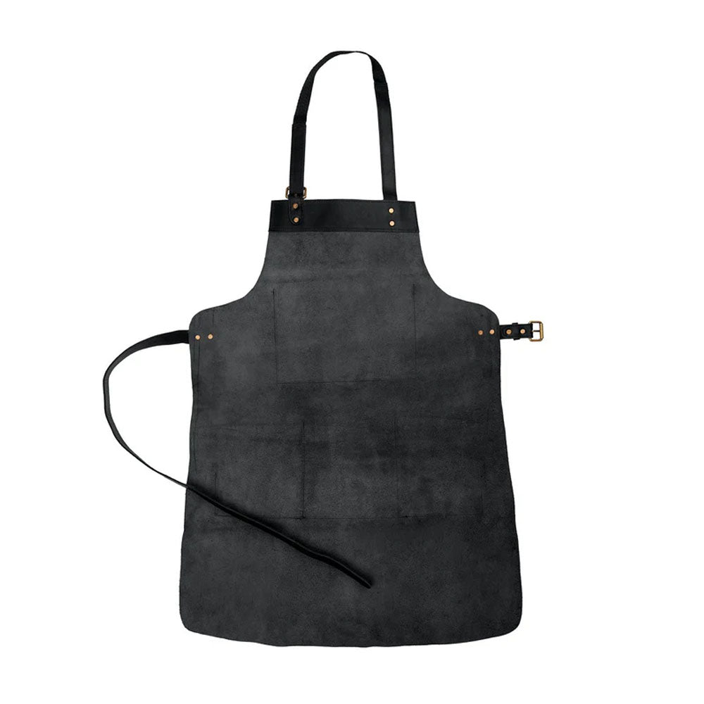 Men's Handmade with Premium Leather Multi Pocket Black Apron