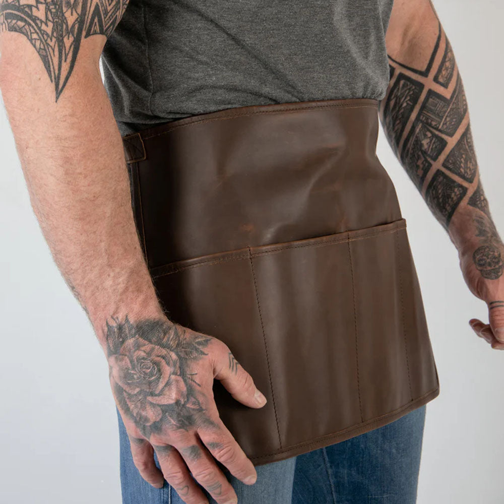 Brown Handmade Sheepskin Half Apron With Four Front Pockets