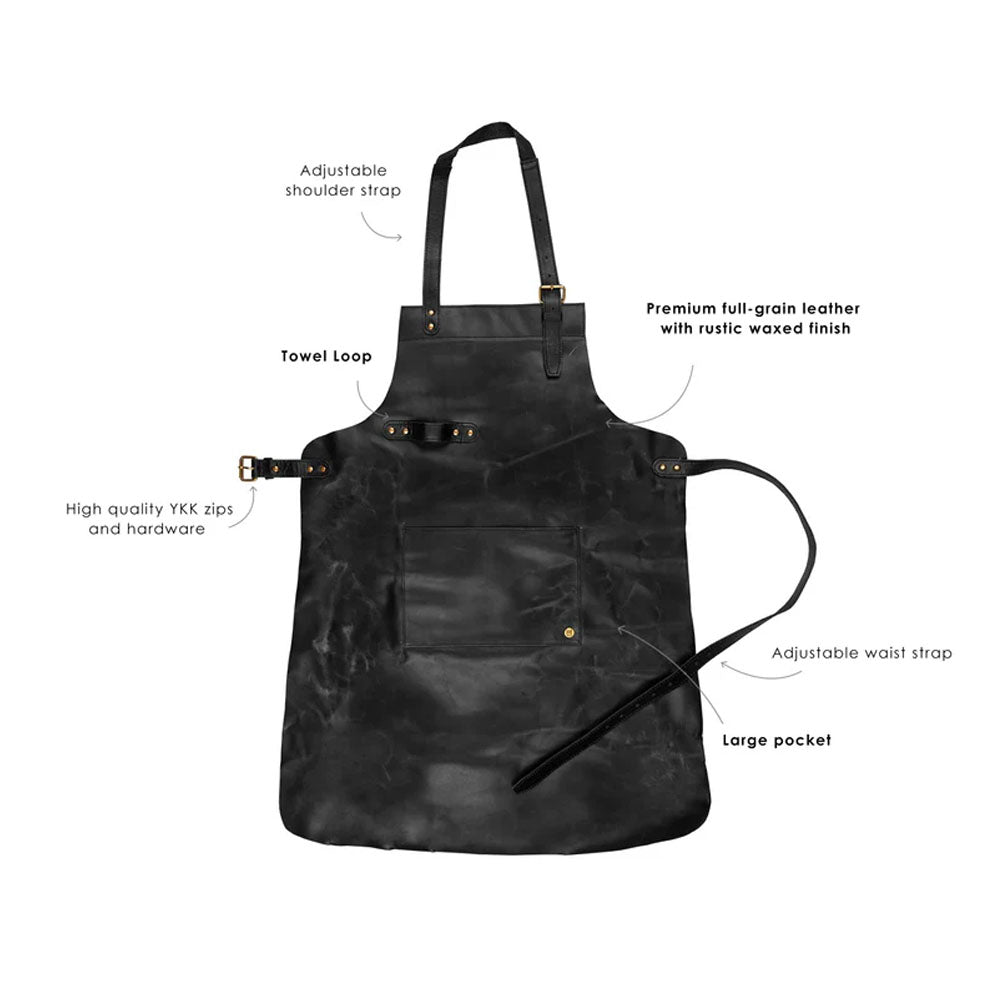 New Black Handmade Sheepskin Long Leather Apron With Spacious Front Pocket for Tools