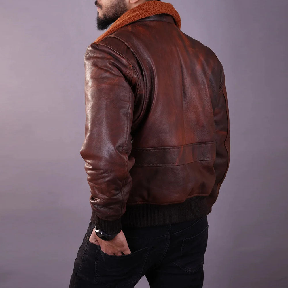 New Men's Brown Flying Aviator A-2 Airforce Leather Bomber Jacket