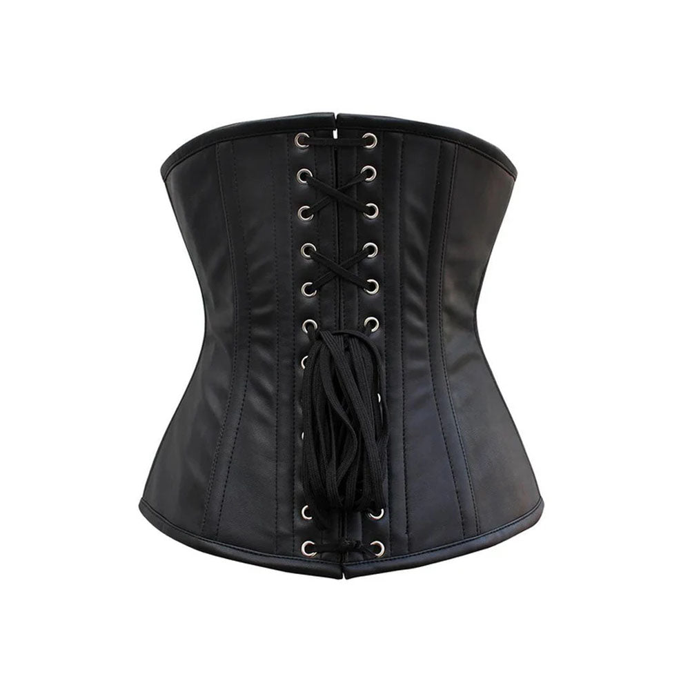 Women Olesya Blood Crossed Black Underbust Leather Corset