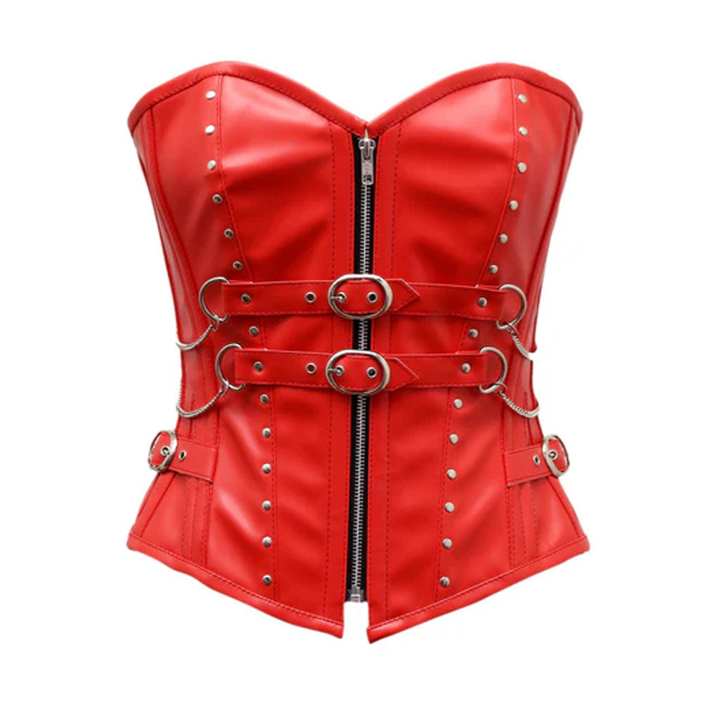 Cates Red Overbust Corset in Premium Sheep Nappa Leather