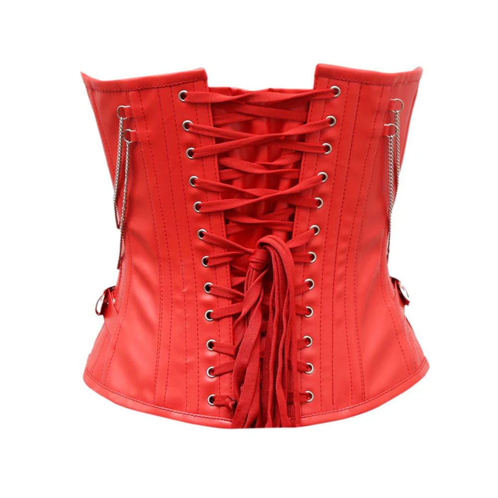 Women's Cates Red Overbust Corset in Premium Sheep Nappa Leather