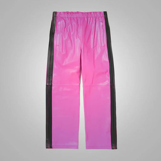 Men's New Pink Real Sheepskin Leather Pants