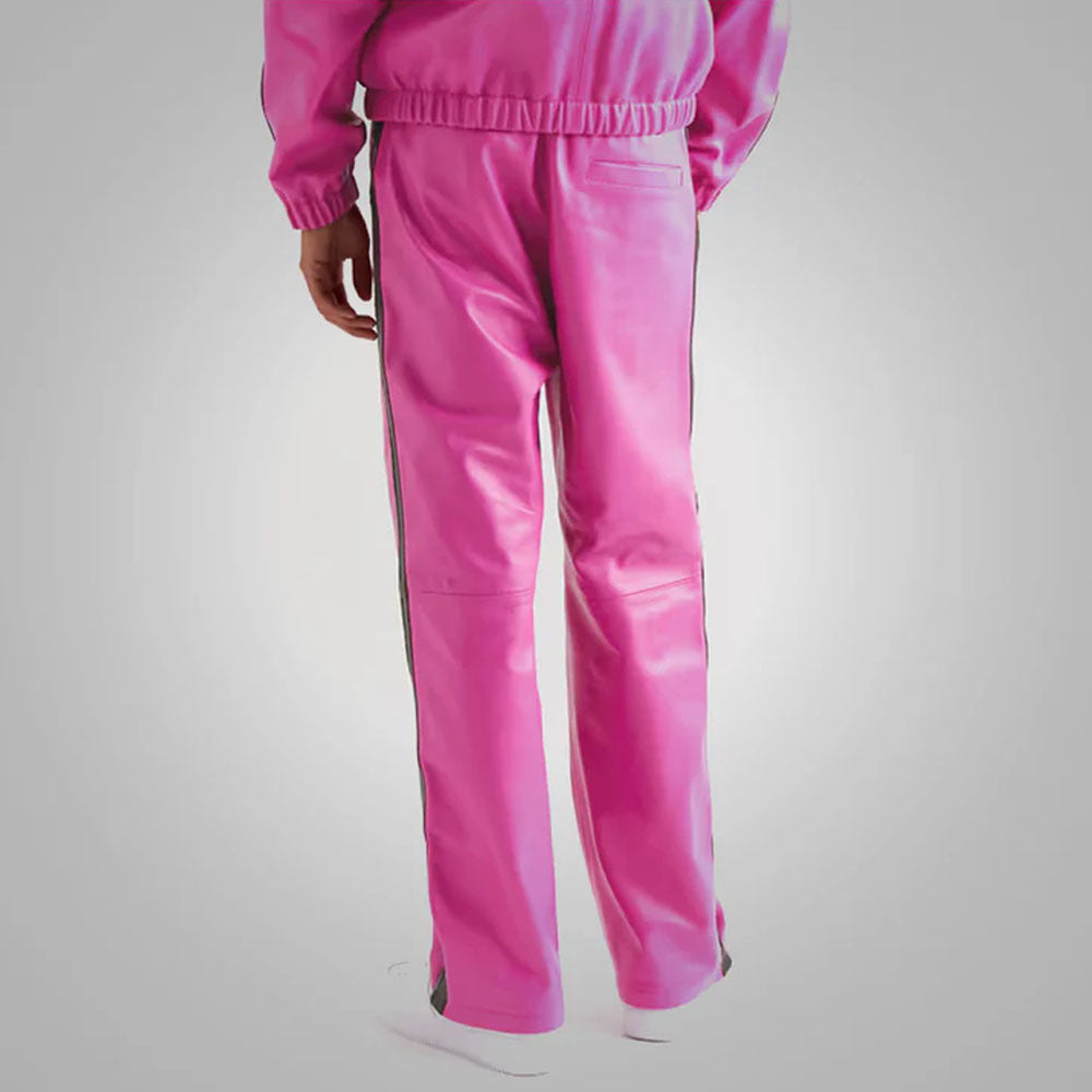 Men's Pink Real Sheepskin Leather Pants