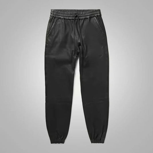 Men's New Style Black Sheepskin Leather Pants