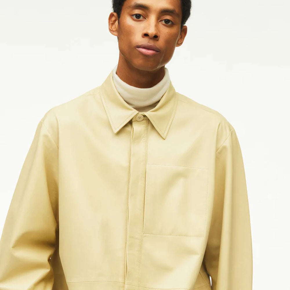 Off-White Normal Fit Sheepskin Leather Full Sleeves Shirt