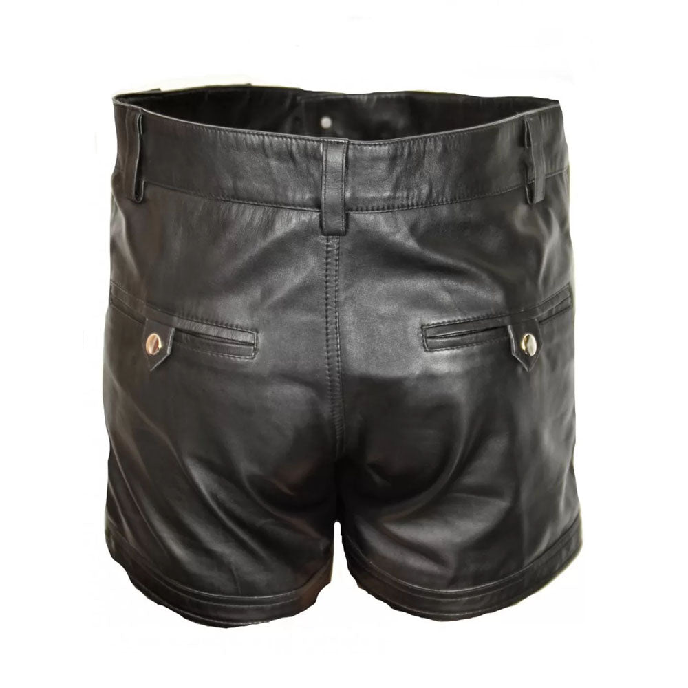 Men's Black Sheepskin High Fashion Leather Shorts