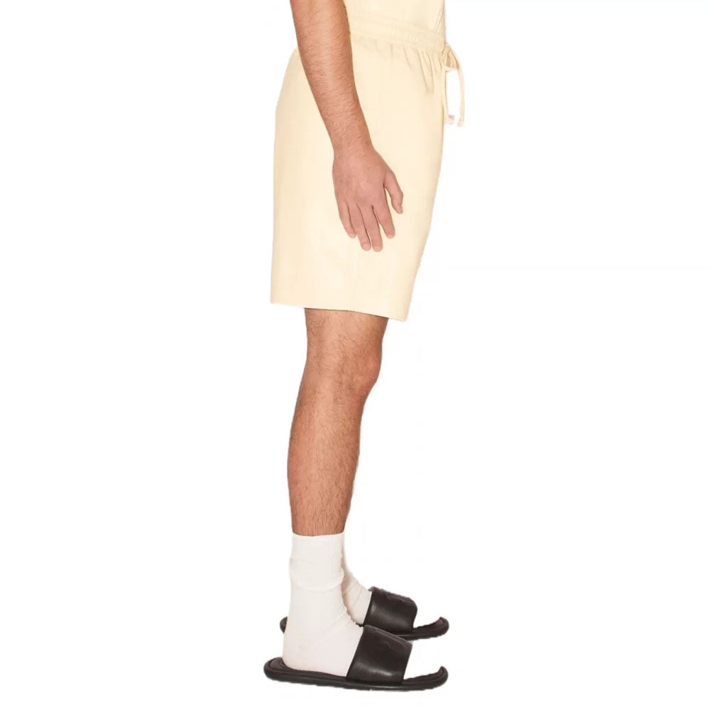 New Men's Real Lambskin Leather Beige Shorts