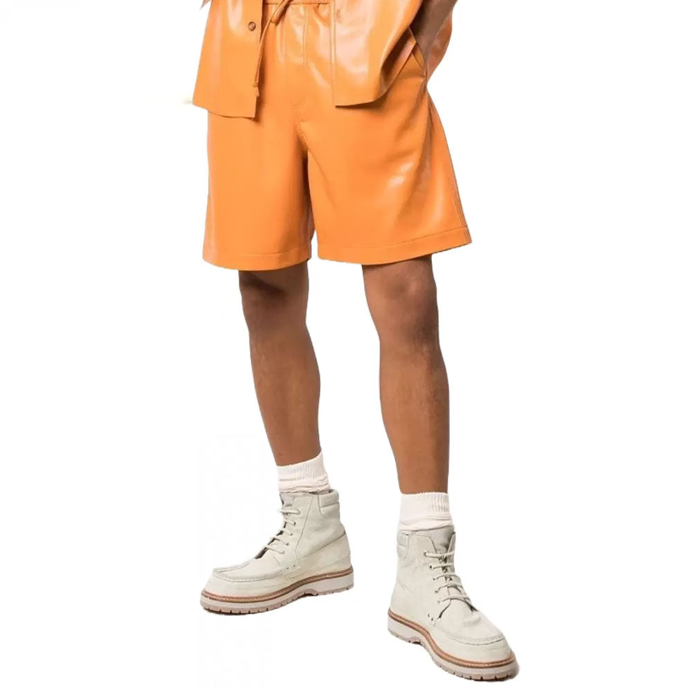 Men's Real Sheepskin Leather Boxer Style Drawstring Shorts