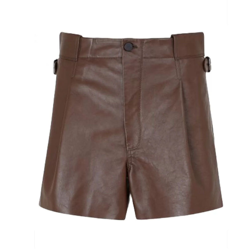 New Men Brown Real Sheepskin Leather Trendy Style Shorts