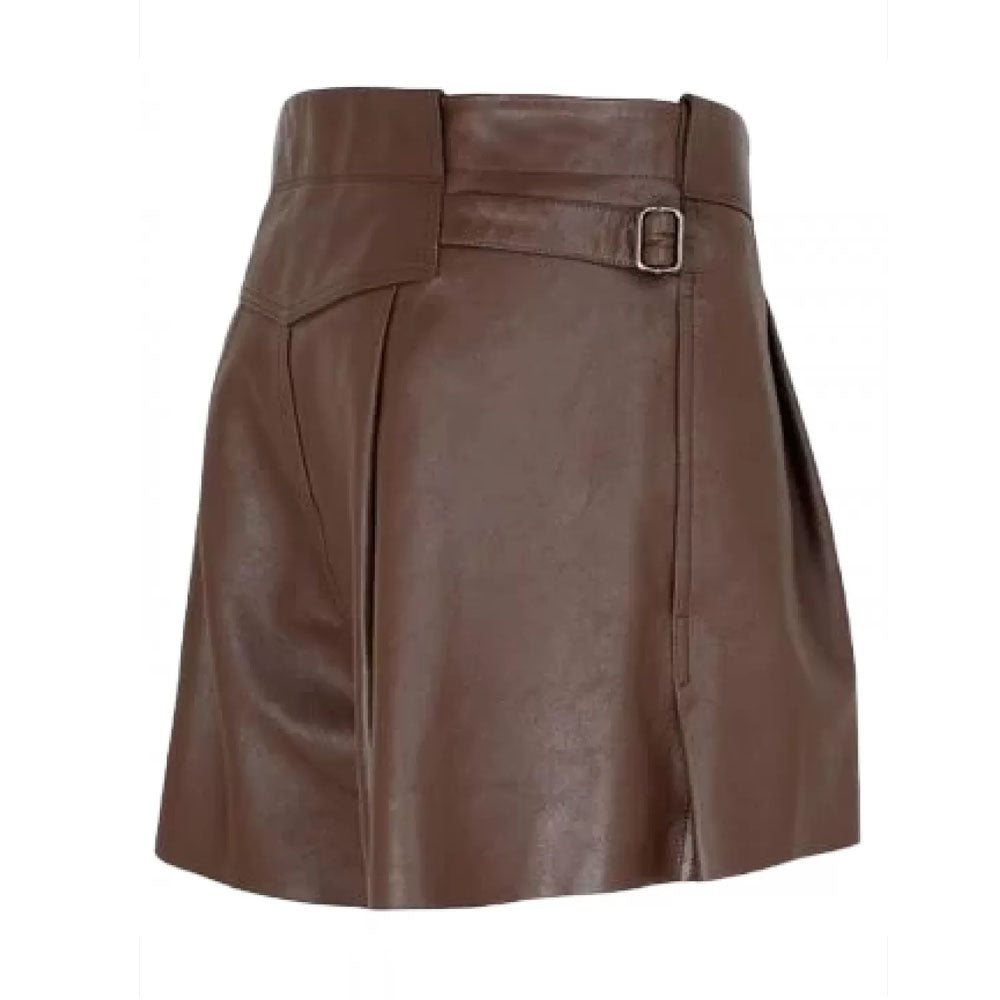 Men Brown Real Sheepskin Leather Trendy Style Shorts