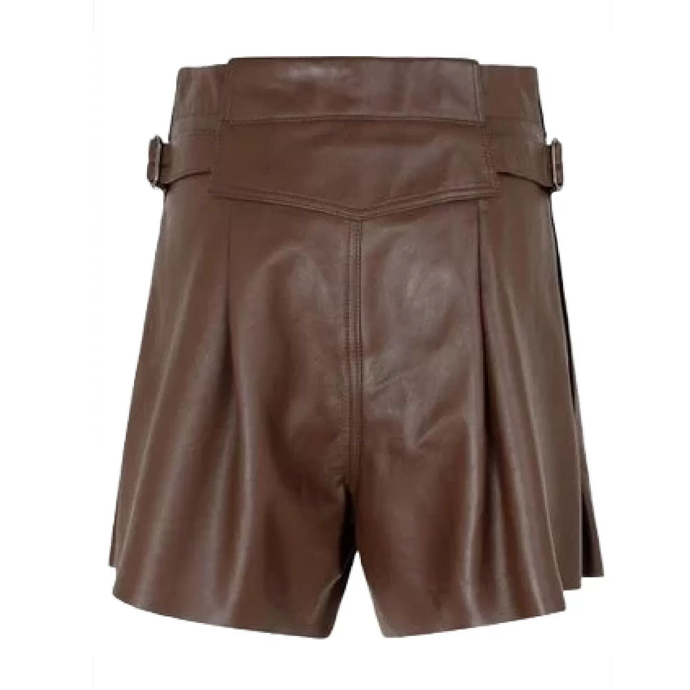 New Brown Real Sheepskin Leather Trendy Style Shorts