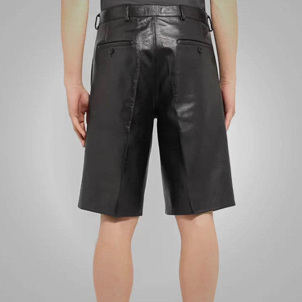 Black Leather Shorts For Men