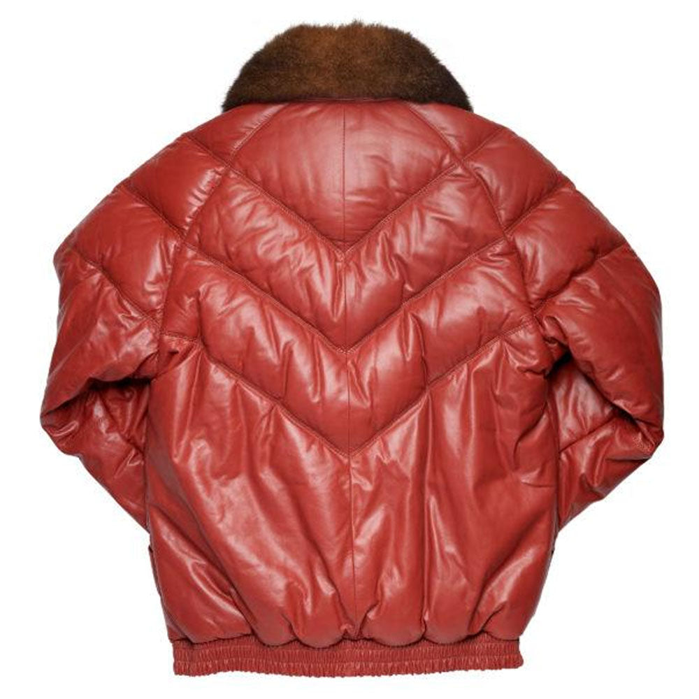 New Men's Removable collar Maroon Shearling V Bomber Jacket