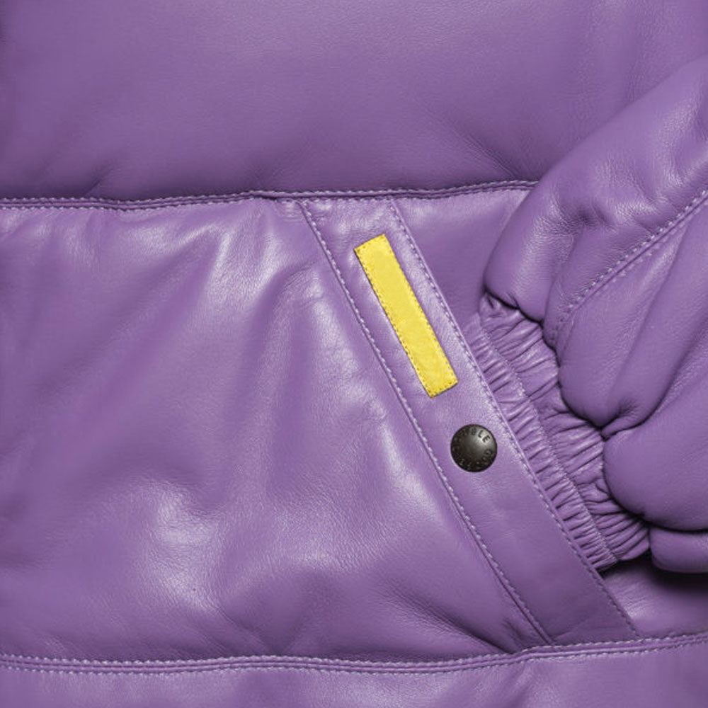 New Men's Purple Sheepskin Bubble V Bomber Jacket