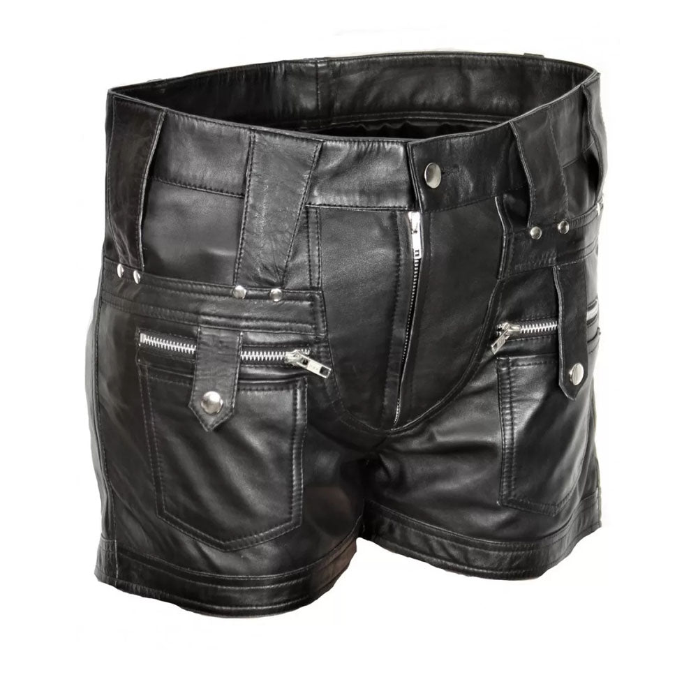 Black Real Sheepskin High Fashion Leather Shorts