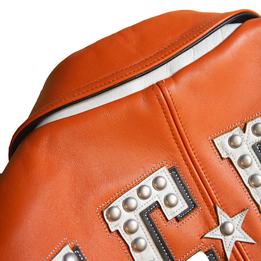 Pelle Pelle Players Jacket Back Patch Close-Up – Oversized Players Inc Embroidery with Studded Detailing