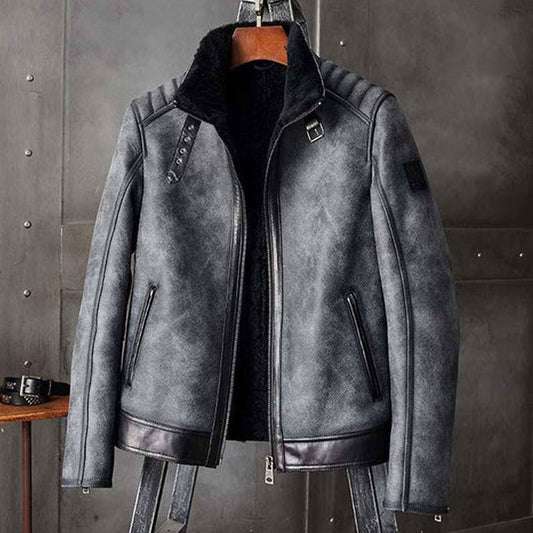 Men's B3 Bomber Jacket Grey Shearling Coat