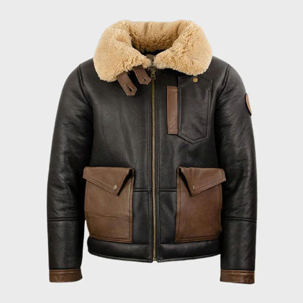 Mens Shearling Black B3 Bomber Jacket