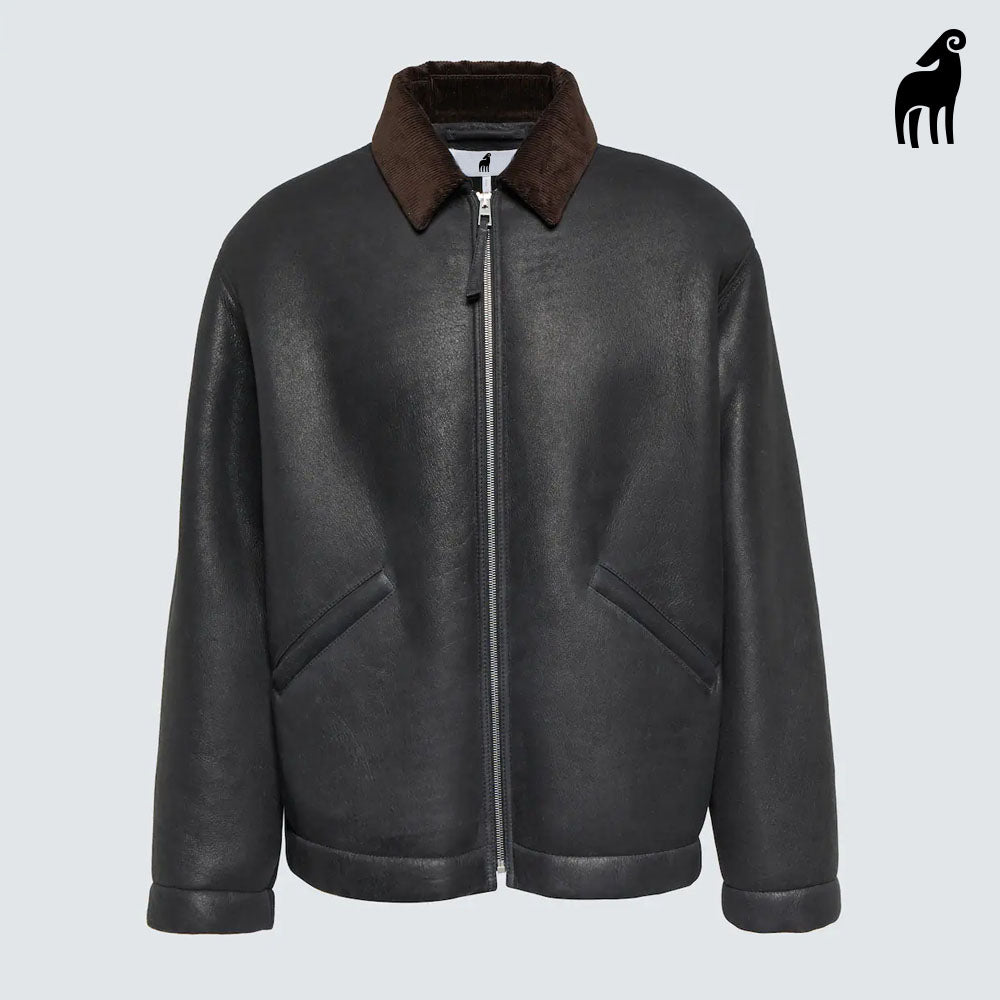 Men's Black Shearling Flying Sheepskin B3 Leather Jacket