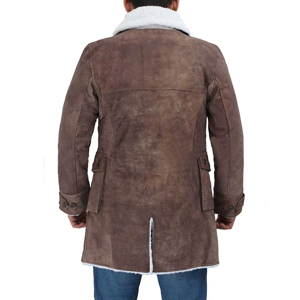 New Men's Brown Swedish Long Distressed Leather Coat