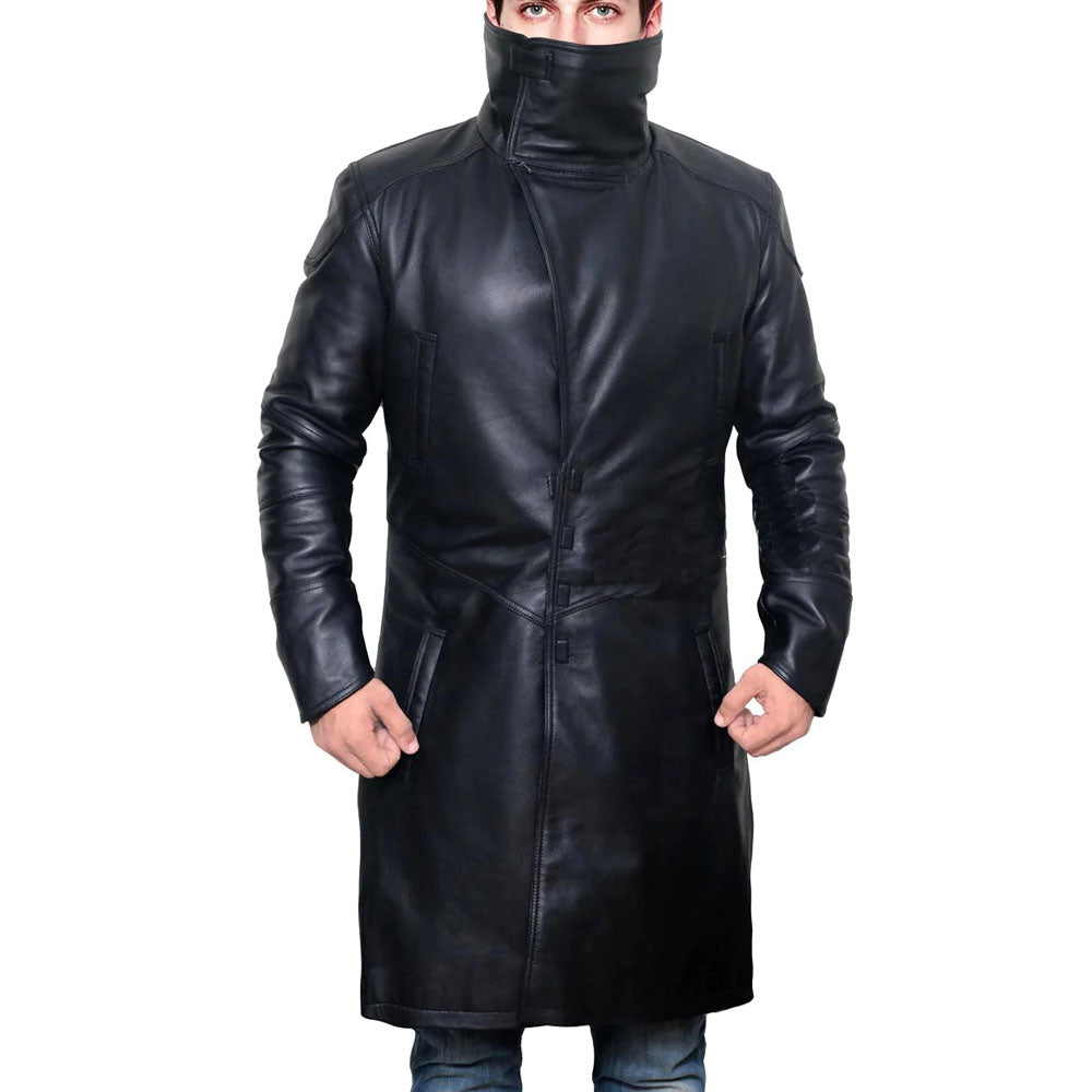 Black Trench Shearling Sherpa Leather Long Coat