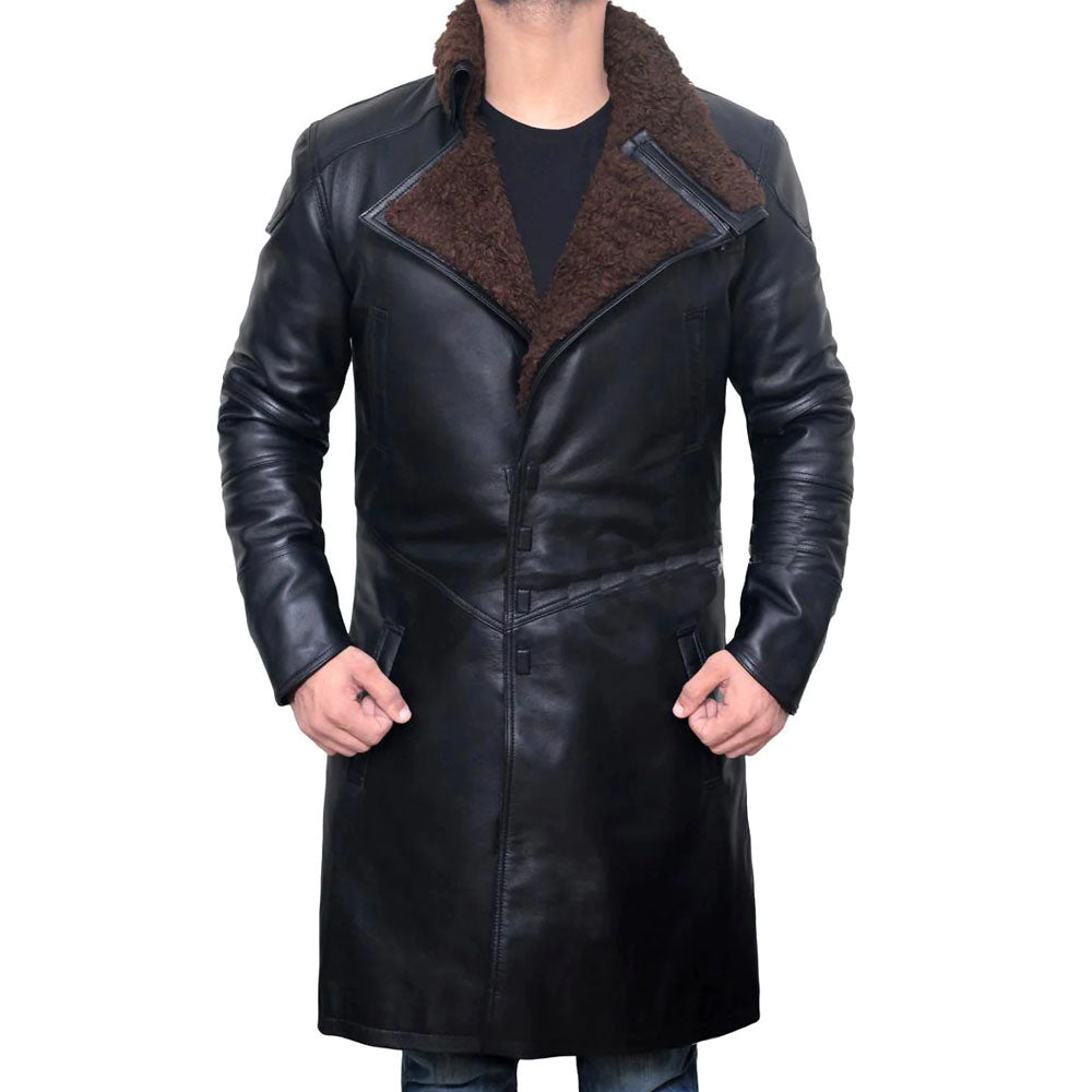 New Trench Shearling Sherpa Leather Long Coat