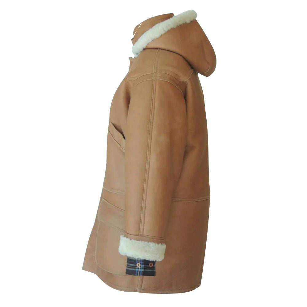 New Brown Sheepskin Shearling Leather Coat For Men