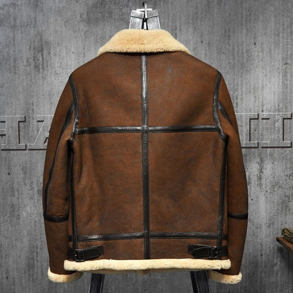 B3 Shearling Dark Brown Leather Jacket