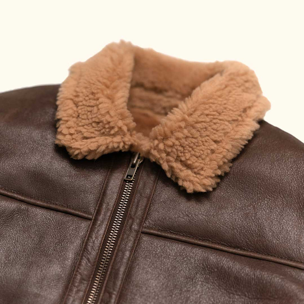 Men's Sheepskin Flight Aviator B3 Bomber Real Leather Shearling Fur Jacket