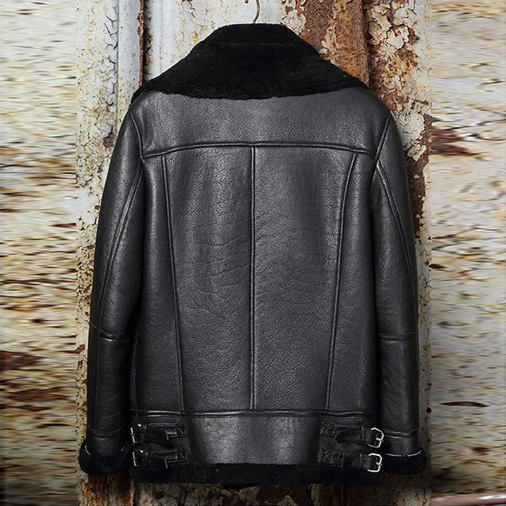 Men's B3 Classic Bomber Shearling Sheepskin Motorcycle Leather Jacket