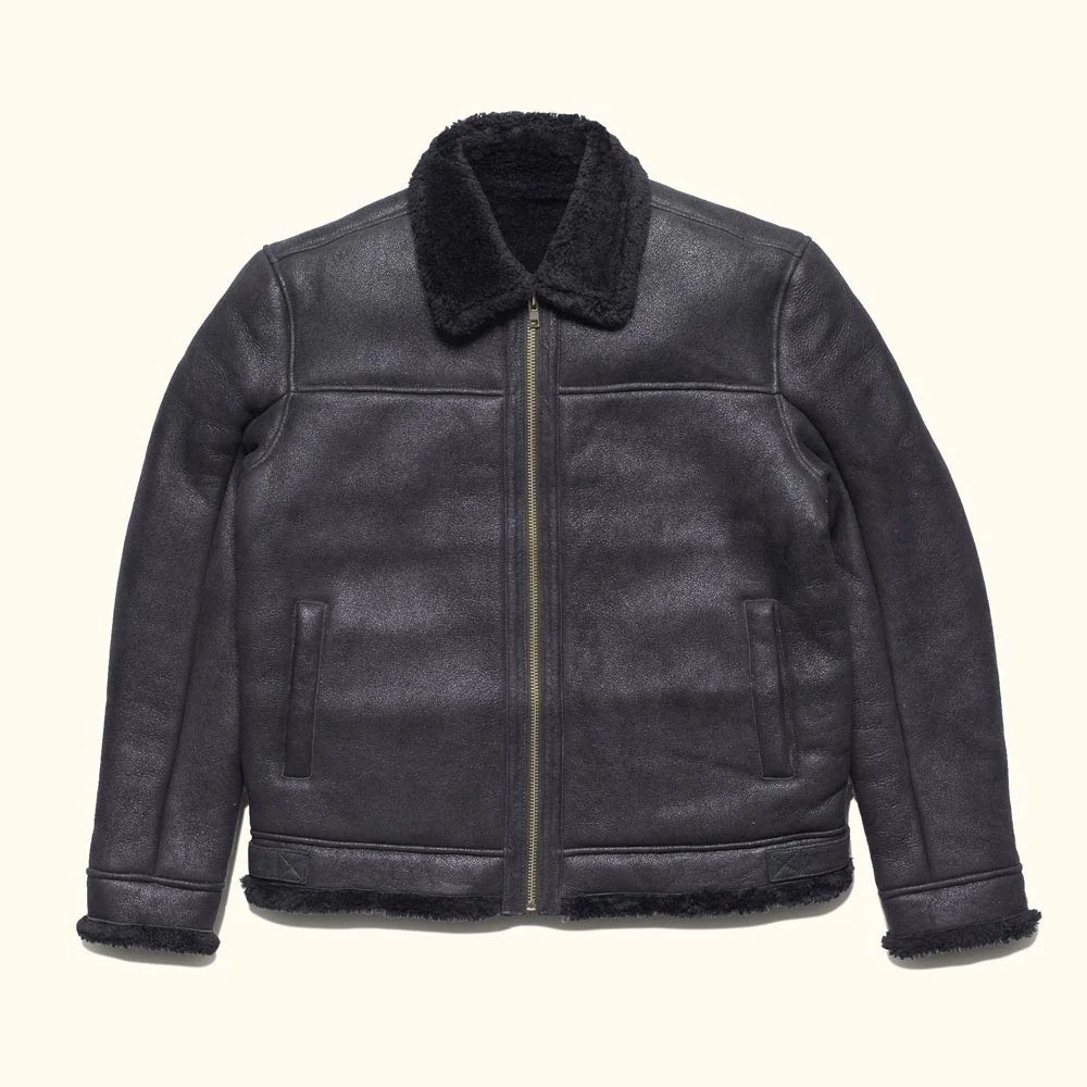 Black Aviator Limited Edition B3 Bomber Shearling Leather Jacket