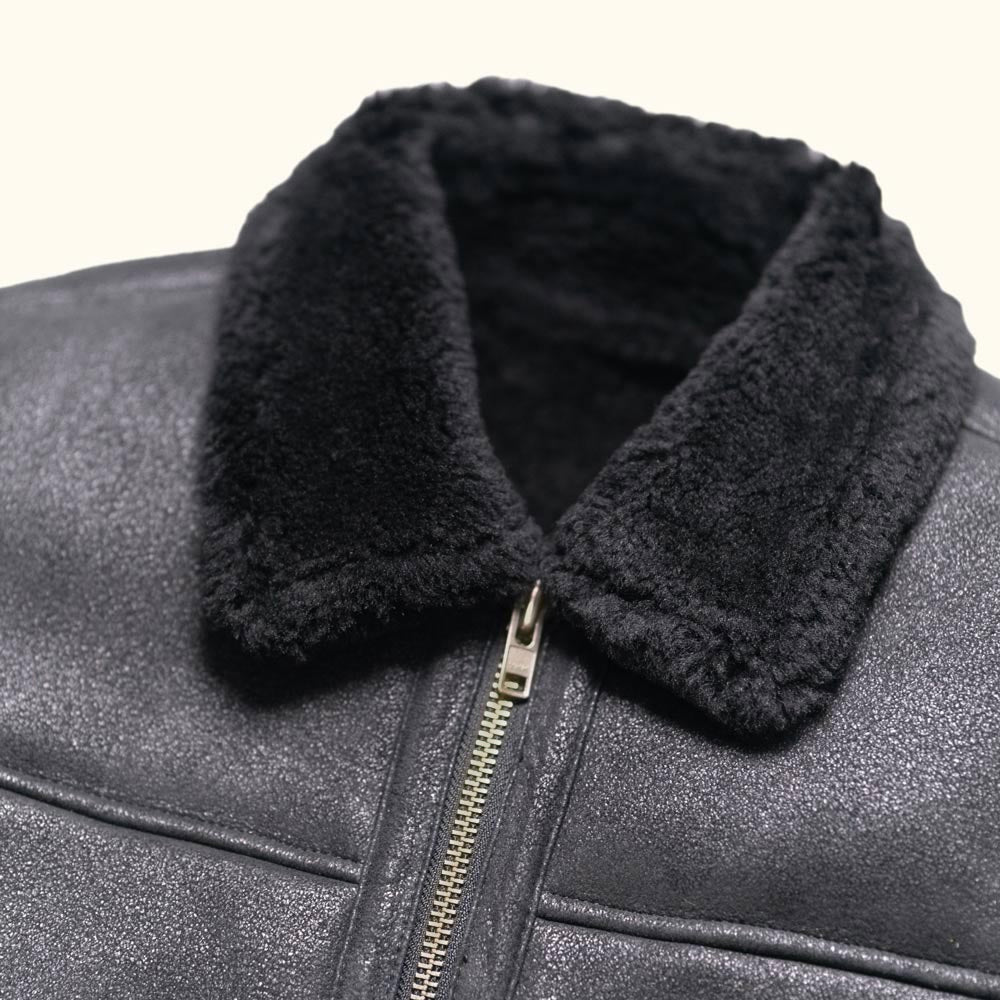 Men's Black Aviator Limited Edition B3 Bomber Shearling Leather Jacket