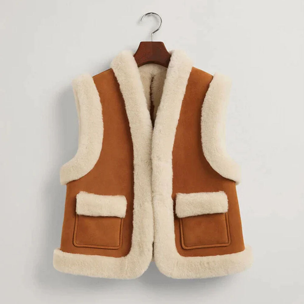 New Women Shearling Leather B3 Vest