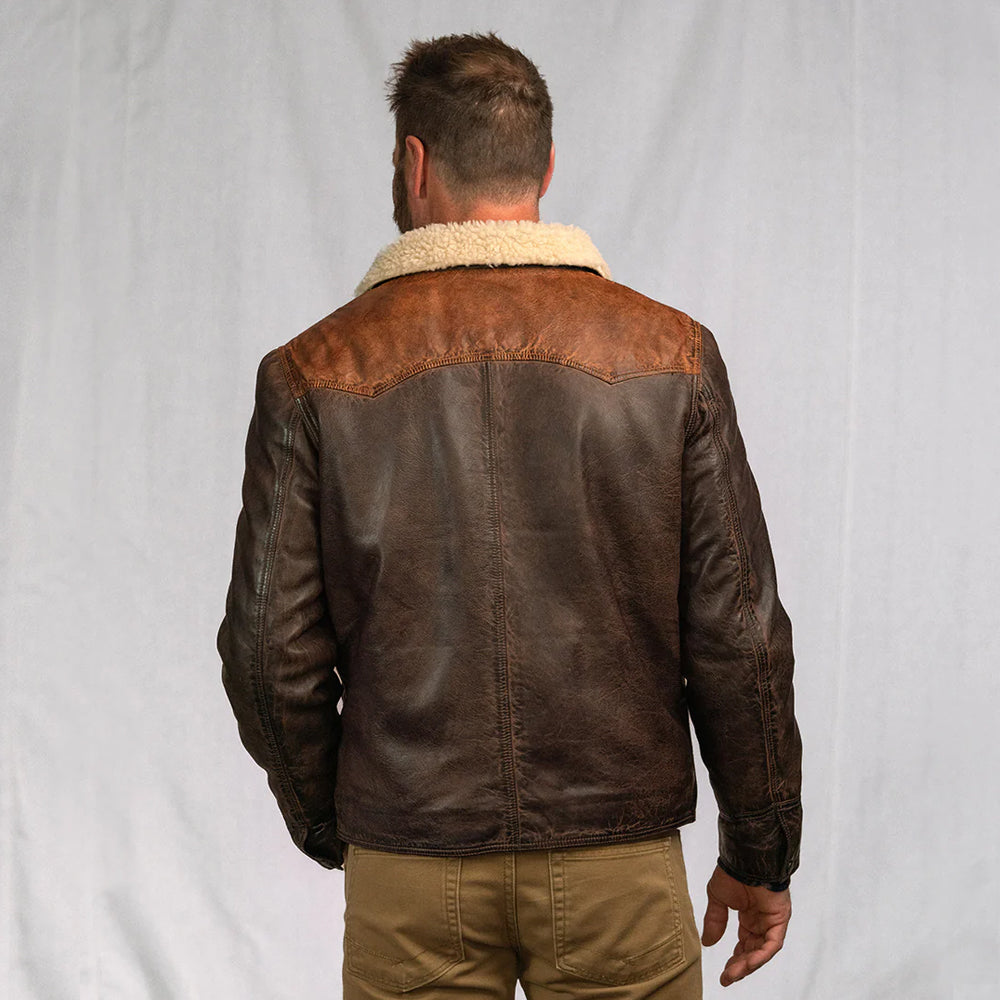 Brown Sheepskin Pilot Shearling B3 Bomber Leather Jacket
