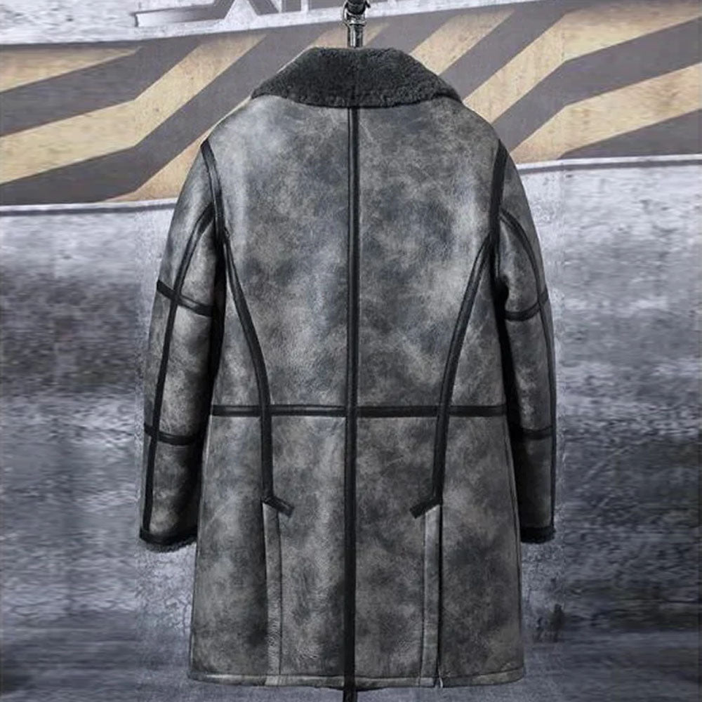 Men's Shearling Double Breasted Sheepskin Leather Coat