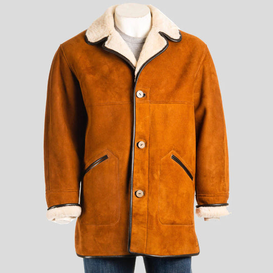 New Men's Shearling Traditional Sheepskin Leather Coat