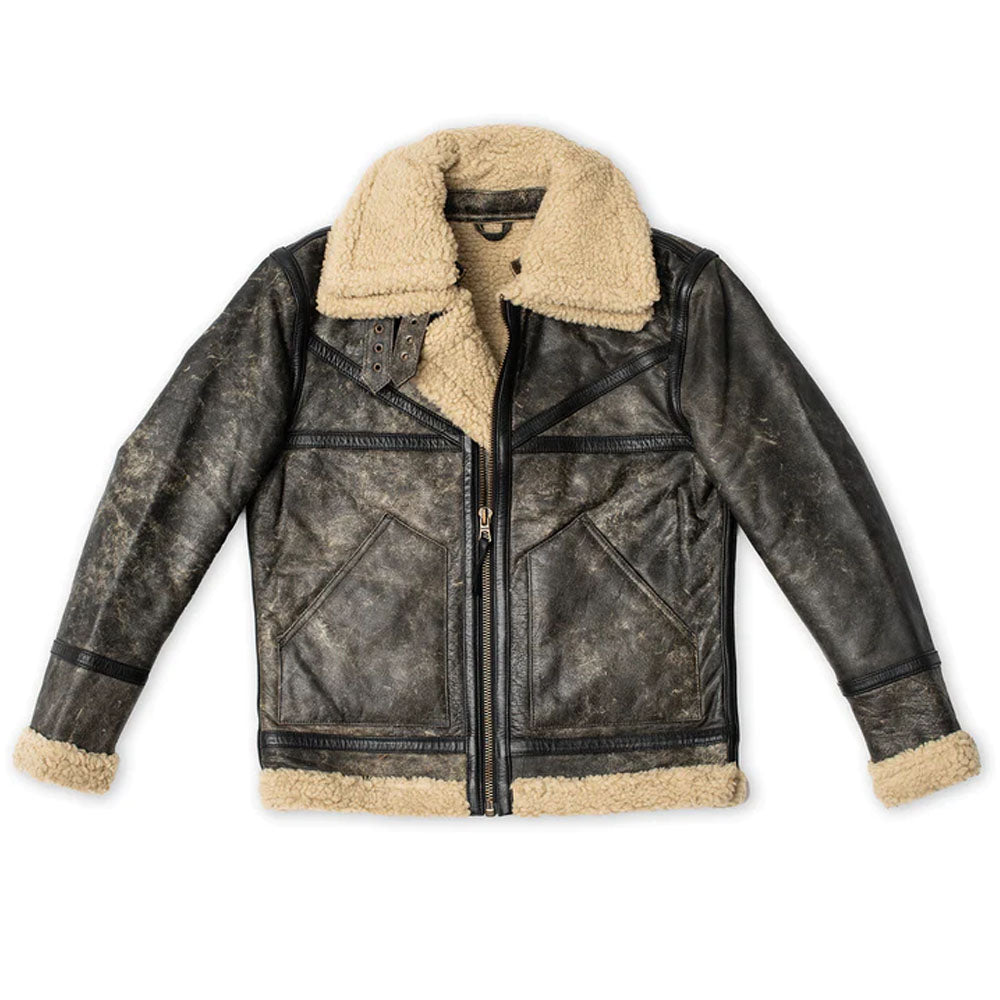 Sheepskin Brown Aviator Shearling Flying Fur Leather Jacket For Men