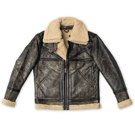 Sheepskin Brown Aviator Shearling Flying Fur Leather Jacket For Men