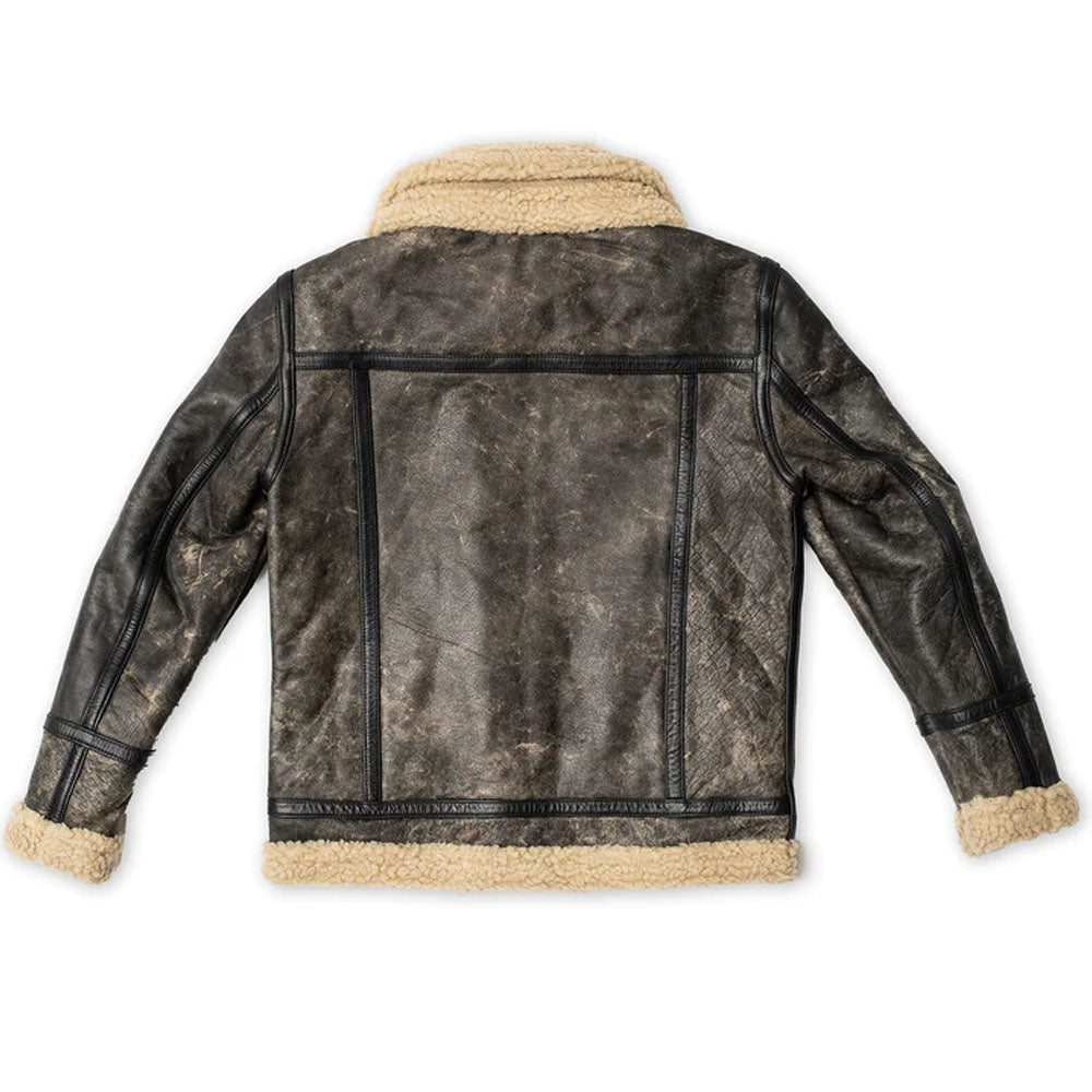 Sheepskin Brown Aviator Shearling Flying Fur Leather Jacket