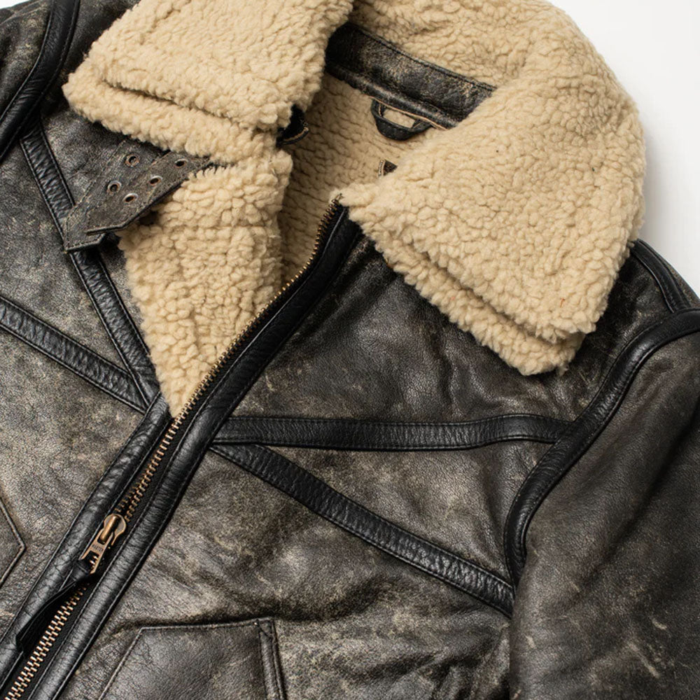 New Sheepskin Brown Aviator Shearling Flying Fur Leather Jacket