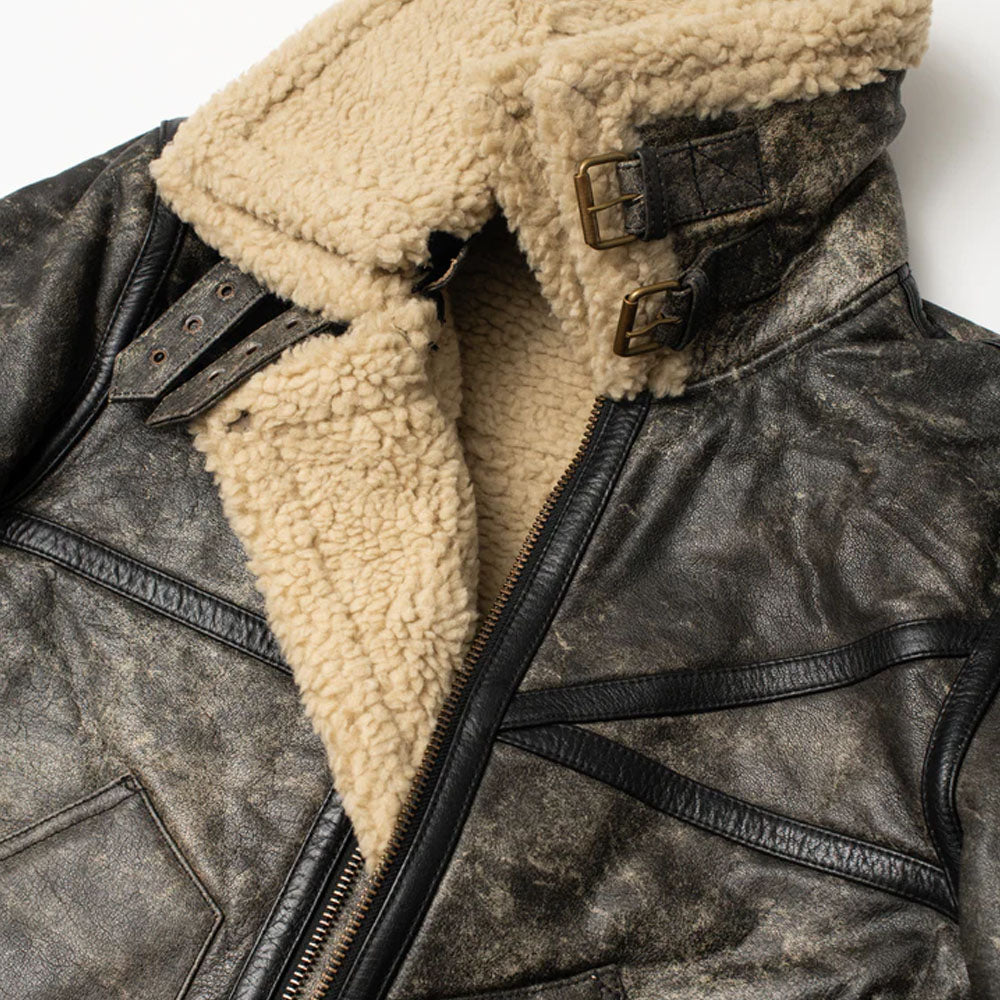 Shearling Flying Fur Leather Jacket For Men