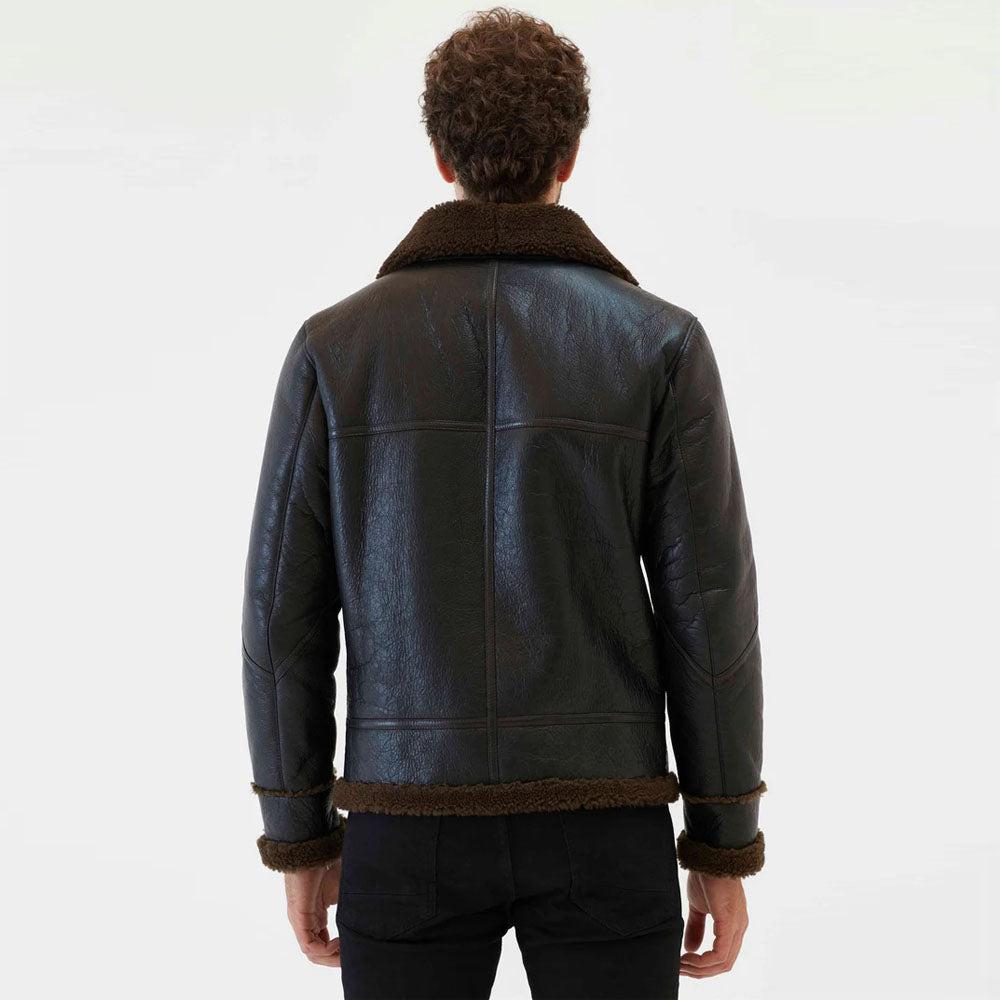 Dark Brown Sheepskin Shearling Leather Jacket