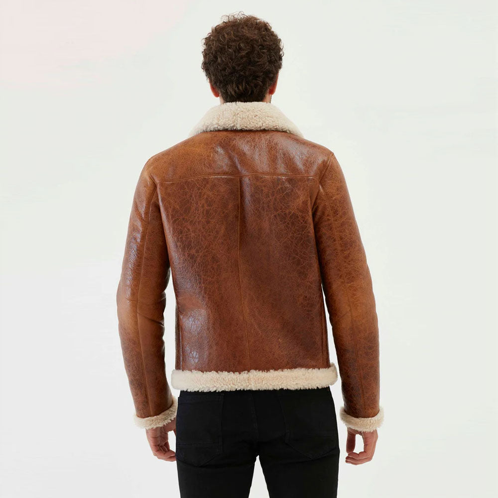 Brown Sheepskin Shearling Leather Jacket