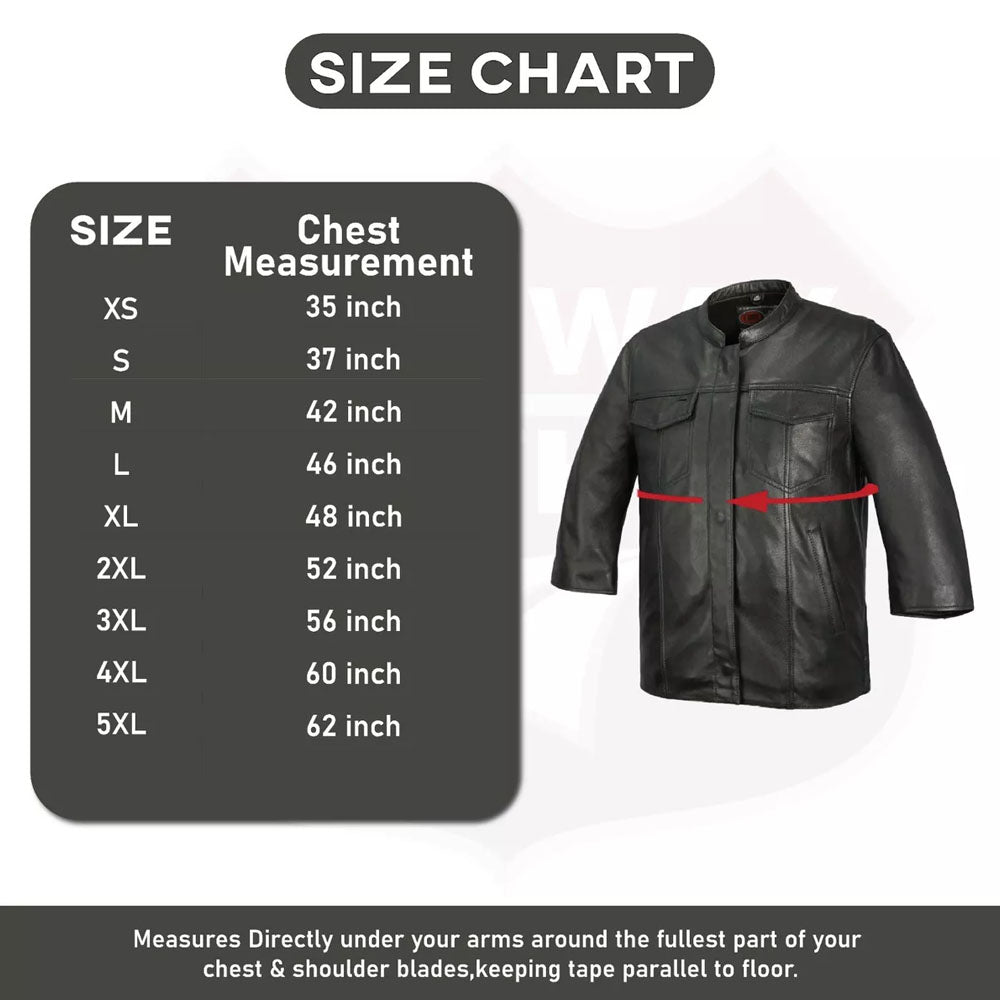 Men's Black Half Sleeves Sheepskin Leather Shirt