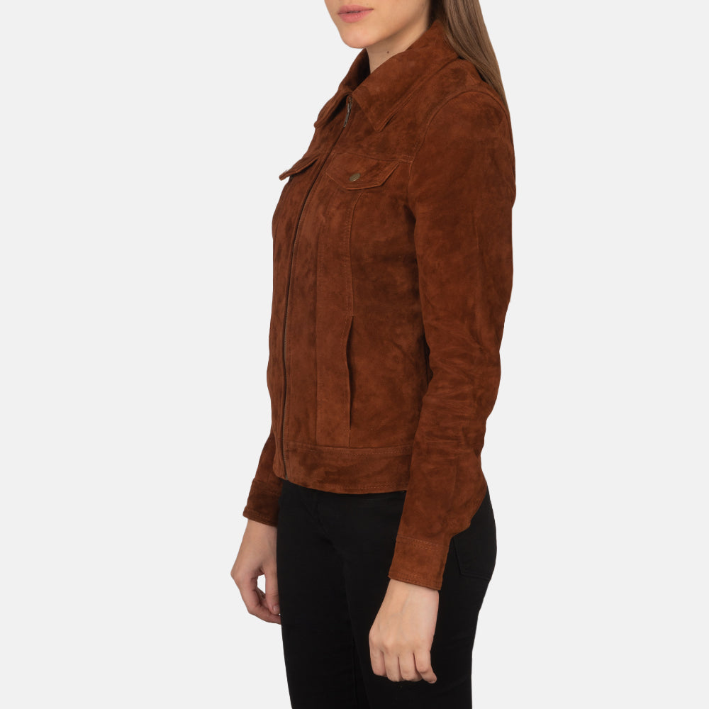 New Women Suzy Trucker Leather Suede Jacket