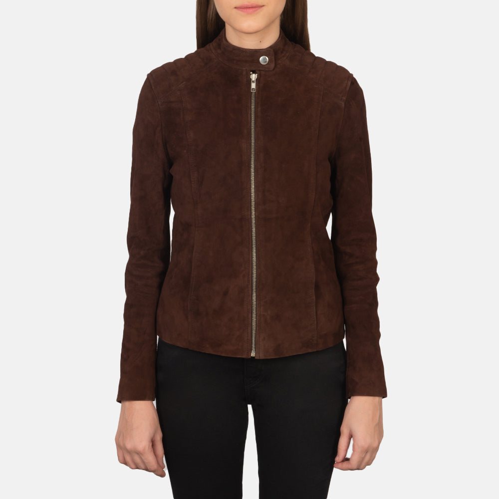 New Kelsee Mocha Western Biker Suede Jacket Women