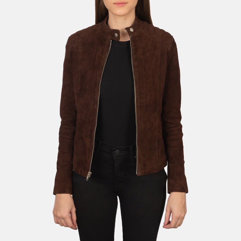 New Mocha Western Biker Suede Jacket Women