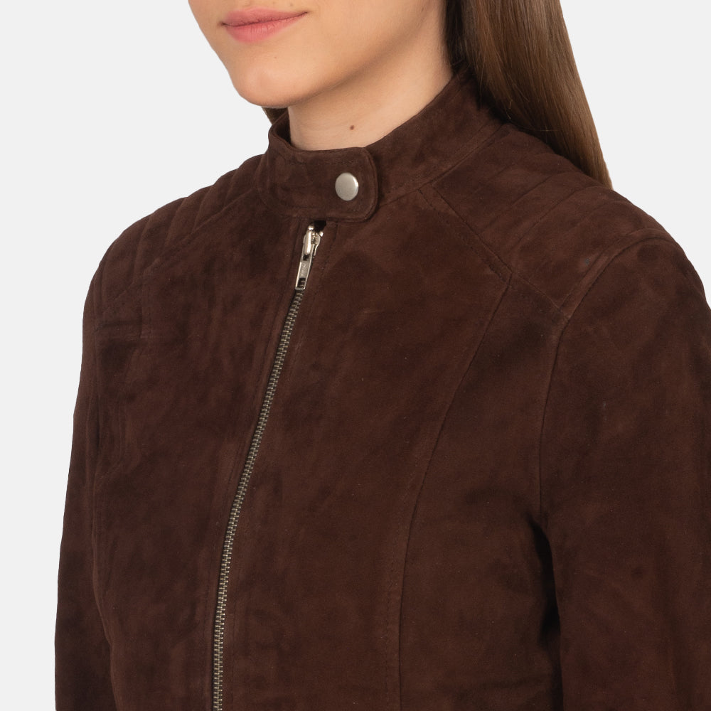 New Kelsee Mocha Western Biker Suede Jacket